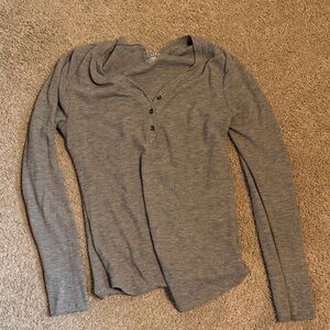 Gray Long Sleeve Henley Top